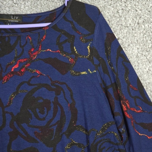 Liv by Habitat Women Asymmetrical‎ Top Size Small Abstract Artsy Minimal Layer - Picture 3 of 12